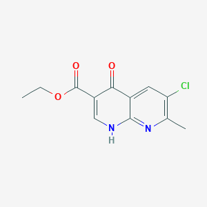 molecular formula C12H11ClN2O3 B12337080 1,8-Naphthyridine-3-carboxylic acid, 6-chloro-4-hydroxy-7-methyl-, ethyl ester CAS No. 1253792-12-9