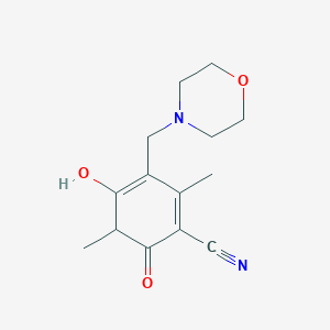 molecular formula C14H18N2O3 B12337103 4-Hydroxy-2,5-dimethyl-3-(morpholin-4-ylmethyl)-6-oxocyclohexa-1,3-diene-1-carbonitrile 