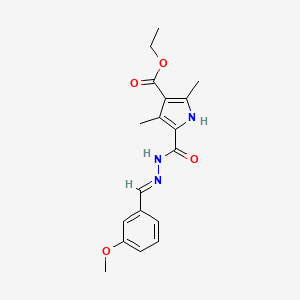molecular formula C18H21N3O4 B1233711 ethyl 5-[[(E)-(3-methoxyphenyl)methylideneamino]carbamoyl]-2,4-dimethyl-1H-pyrrole-3-carboxylate 