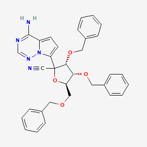 molecular formula C33H31N5O4 B12337186 (3R,4R,5R)-2-(4-aminopyrrolo[2,1-f][1,2,4]triazin-7-yl)-3,4-bis(benzyloxy)-5-((benzyloxy)methyl)tetrahydrofuran-2-carbonitrile 