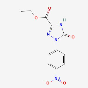 molecular formula C11H10N4O5 B12337213 Ethyl 1-(4-nitrophenyl)-5-oxo-2,5-dihydro-1H-1,2,4-triazole-3-carboxylate 