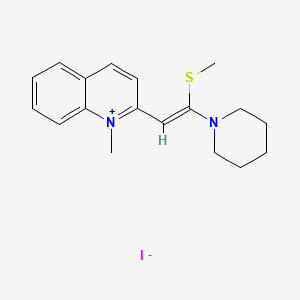 molecular formula C18H23IN2S B1233724 Quinolinium, 1-methyl-2-(2-(methylthio)-2-(1-piperidinyl)ethenyl)-, iodide CAS No. 88973-10-8