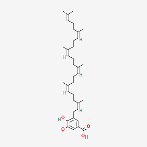 molecular formula C38H56O4 B1233726 3-[(2Z,6Z,10Z,14Z,18Z)-3,7,11,15,19,23-hexamethyltetracosa-2,6,10,14,18,22-hexaenyl]-4-hydroxy-5-methoxybenzoic acid CAS No. 66551-60-8