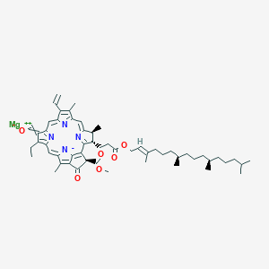 molecular formula C55H70MgN4O6 B1233728 magnesium;[(3R,21S,22S)-16-ethenyl-11-ethyl-3-methoxycarbonyl-17,21,26-trimethyl-4-oxo-22-[3-oxo-3-[(E,7R,11R)-3,7,11,15-tetramethylhexadec-2-enoxy]propyl]-23,24,25-triaza-7-azanidahexacyclo[18.2.1.15,8.110,13.115,18.02,6]hexacosa-1(23),2(6),5(26),8,10,13(25),14,16,18(24),19-decaen-12-ylidene]methanolate 