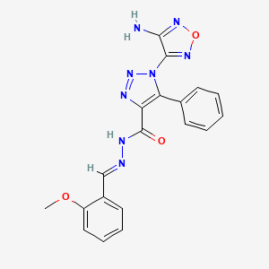 molecular formula C19H16N8O3 B1233734 1-(4-氨基-1,2,5-恶二唑-3-基)-N-[(E)-(2-甲氧苯基)亚甲基氨基]-5-苯基-1,2,4-三唑-4-甲酰胺 