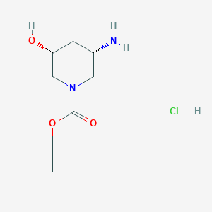 molecular formula C10H21ClN2O3 B12337444 tert-butyl (3S,5R)-3-amino-5-hydroxy-1-piperidinecarboxylate hydrochloride 