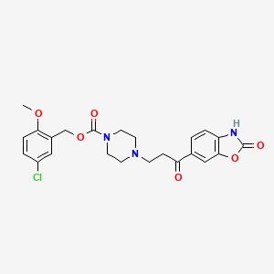 5-Chloro-2-methoxybenzyl 4-(3-oxo-3-(2-oxo-2,3-dihydrobenzo[d]oxazol-6-yl)propyl)piperazine-1-carboxylate