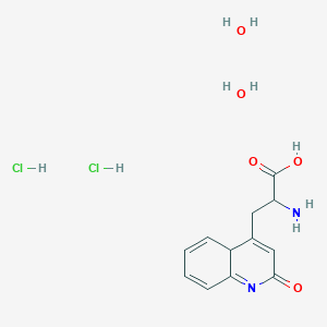 molecular formula C12H18Cl2N2O5 B12337569 4-Quinolinepropanoic acid, alpha-amino-1,2-dihydro-2-oxo-, dihydrochloride, dihydrate 