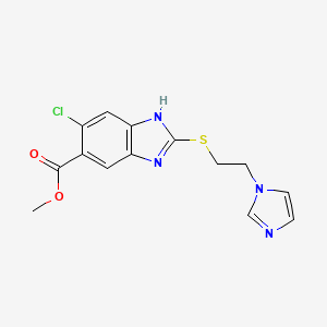 Methyl 2-((2-(1H-imidazol-1-yl)ethyl)thio)-6-chloro-1H-benzo[d]imidazole-5-carboxylate