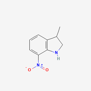 molecular formula C9H10N2O2 B12337608 3-Methyl-7-nitro-2,3-dihydro-1H-indole 