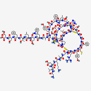 2-[[2-[[2-[[2-[[2-[[2-[[2-[2-[[24-[[2-[2-[[6-amino-2-[[2-[[2-[(2-aminoacetyl)amino]-3-methylbutanoyl]amino]-3-carboxypropanoyl]amino]hexanoyl]amino]propanoylamino]acetyl]amino]-54-(2-amino-2-oxoethyl)-36,77-dibenzyl-10,27-bis(3-carbamimidamidopropyl)-57,60-bis(carboxymethyl)-48,74,83-tris(hydroxymethyl)-30,71-bis[(4-hydroxyphenyl)methyl]-86-(1H-imidazol-5-ylmethyl)-7,80-bis(2-methylpropyl)-33-(2-methylsulfanylethyl)-3,6,9,12,18,25,28,31,34,37,40,43,46,49,52,55,58,61,70,73,76,79,82,85,88,93-hexacosaoxo-51-propan-2-yl-21,22,65,66,90,91-hexathia-2,5,8,11,17,26,29,32,35,38,41,44,47,50,53,56,59,62,69,72,75,78,81,84,87,94-hexacosazatetracyclo[43.43.4.219,63.013,17]tetranonacontane-68-carbonyl]amino]propanoylamino]-3-(1H-indol-3-yl)propanoyl]amino]-3-carboxypropanoyl]amino]-4-methylpentanoyl]amino]-3-hydroxybutanoyl]amino]-3-phenylpropanoyl]amino]-3-hydroxypropanoyl]amino]butanedioic acid