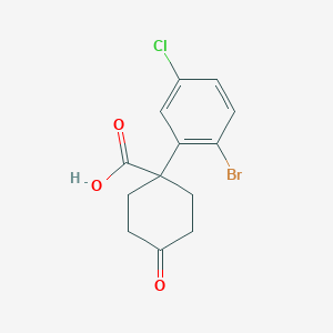 molecular formula C13H12BrClO3 B12337639 1-(2-Bromo-5-chlorophenyl)-4-oxocyclohexanecarboxylic Acid 