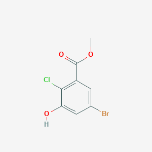 molecular formula C8H6BrClO3 B12337743 Methyl 5-bromo-2-chloro-3-hydroxybenzoate 