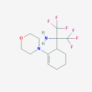 molecular formula C13H18F6N2O B12337751 1,1,1,3,3,3-Hexafluoro-2-(2-morpholinocyclohex-2-en-1-yl)propan-2-amine 