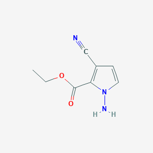 molecular formula C8H9N3O2 B12337790 1H-Pyrrole-2-carboxylic acid, 1-amino-3-cyano-, ethyl ester CAS No. 1263279-40-8