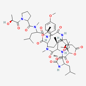 molecular formula C57H89N7O15 B1233786 Unk-DL-Pro-DL-N(Me)Leu-DL-aThr(1)-Unk-DL-Leu-DL-Pro-DL-N(Me)Tyr(Me)-(1) 