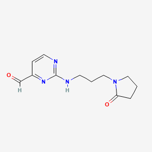 molecular formula C12H16N4O2 B12337867 4-Pyrimidinecarboxaldehyde, 2-[[3-(2-oxo-1-pyrrolidinyl)propyl]amino]- CAS No. 1263279-62-4