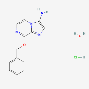 molecular formula C14H17ClN4O2 B1233790 2-Methyl-8-phenylmethoxyimidazo[1,2-a]pyrazin-3-amine;hydrate;hydrochloride 