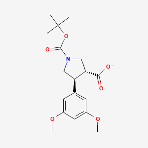 molecular formula C18H24NO6- B12337934 1,3-Pyrrolidinedicarboxylic acid, 4-(3,5-dimethoxyphenyl)-, 1-(1,1-dimethylethyl) ester, (3R,4S)-rel- 