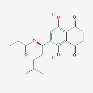 molecular formula C20H22O6 B12337993 [(1R)-1-(1,4-dihydroxy-5,8-dioxonaphthalen-2-yl)-4-methylpent-3-enyl] 2-methylpropanoate 