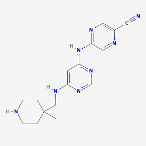 5-[[6-[(4-Methylpiperidin-4-yl)methylamino]pyrimidin-4-yl]amino]pyrazine-2-carbonitrile