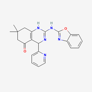 molecular formula C22H21N5O2 B1233806 2-(1,3-Benzoxazol-2-ylamino)-7,7-dimethyl-4-(2-pyridinyl)-1,4,6,8-tetrahydroquinazolin-5-one 