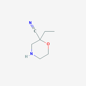 molecular formula C7H12N2O B12338078 2-Ethylmorpholine-2-carbonitrile 