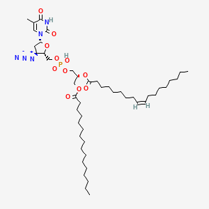 molecular formula C47H82N5O11P B1233814 [(1R)-1-[[[(2S,3S,5R)-3-azido-5-(5-methyl-2,4-dioxo-pyrimidin-1-yl)tetrahydrofuran-2-yl]methoxy-hydroxy-phosphoryl]oxymethyl]-2-hexadecanoyloxy-ethyl] (Z)-octadec-9-enoate 