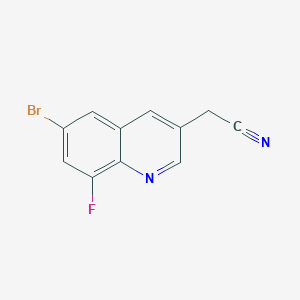 molecular formula C11H6BrFN2 B12338204 2-(6-Bromo-8-fluoro-3-quinolyl)acetonitrile 