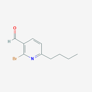 molecular formula C10H12BrNO B12338230 3-Pyridinecarboxaldehyde, 2-bromo-6-butyl- 