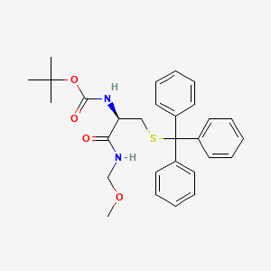 molecular formula C29H34N2O4S B12338245 Carbamic acid, N-[(1R)-2-(methoxymethylamino)-2-oxo-1-[[(triphenylmethyl)thio]methyl]ethyl]-, 1,1-dimethylethyl ester 