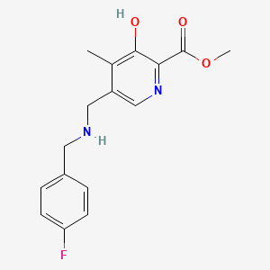 molecular formula C16H17FN2O3 B12338279 Methyl 5-(((4-fluorobenzyl)amino)methyl)-3-hydroxy-4-methylpicolinate 