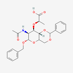 molecular formula C25H29NO8 B12338304 (2R)-2-[[(6S,7S,8R,8aS)-7-acetamido-2-phenyl-6-phenylmethoxy-4,4a,6,7,8,8a-hexahydropyrano[3,2-d][1,3]dioxin-8-yl]oxy]propanoic acid 