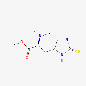 molecular formula C9H15N3O2S B12338326 1H-Imidazole-4-propanoic acid, alpha-(dimethylamino)-2,3-dihydro-2-thioxo-, methyl ester, (S)-(9CI) 