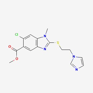 Methyl 2-((2-(1H-imidazol-1-yl)ethyl)thio)-6-chloro-1-methyl-1H-benzo[d]imidazole-5-carboxylate