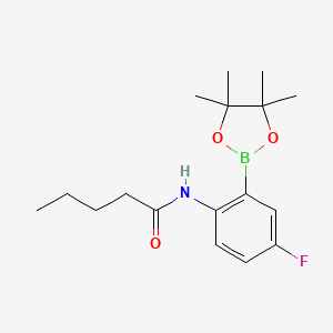 molecular formula C17H25BFNO3 B12338481 Pentanamide, N-[4-fluoro-2-(4,4,5,5-tetramethyl-1,3,2-dioxaborolan-2-yl)phenyl]- 