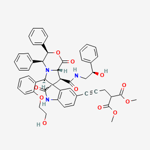 molecular formula C51H47N3O11 B1233856 2-[3-[(3R,3'R,4'S,6'R,8'S,8'aS)-6'-[2-(2-羟乙氧基)苯基]-8'-[[(2R)-2-羟基-2-苯乙基]氨基羰基]-1',2-二氧代-3',4'-二苯基螺[1H-吲哚-3,7'-4,6,8,8a-四氢-3H-吡咯并[2,1-c][1,4]恶嗪]-5-基]丙-2-炔基]丙二酸二甲酯 