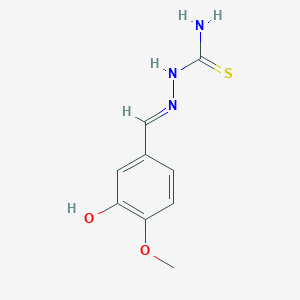 molecular formula C9H11N3O2S B1233861 [(E)-(3-hydroxy-4-methoxyphenyl)methylideneamino]thiourea 