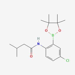 molecular formula C17H25BClNO3 B12338673 N-(4-chloro-2-(4,4,5,5-tetramethyl-1,3,2-dioxaborolan-2-yl)phenyl)-3-methylbutanamide 