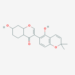 molecular formula C20H22O5 B12338809 7-Hydroxy-3-(5-hydroxy-2,2-dimethylchromen-6-yl)-4a,5,6,7,8,8a-hexahydrochromen-4-one 