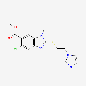 Methyl 2-((2-(1H-imidazol-1-yl)ethyl)thio)-5-chloro-1-methyl-1H-benzo[d]imidazole-6-carboxylate