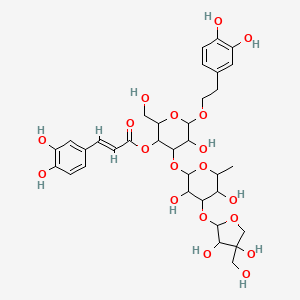 molecular formula C34H44O19 B12338887 [4-[4-[3,4-dihydroxy-4-(hydroxymethyl)oxolan-2-yl]oxy-3,5-dihydroxy-6-methyloxan-2-yl]oxy-6-[2-(3,4-dihydroxyphenyl)ethoxy]-5-hydroxy-2-(hydroxymethyl)oxan-3-yl] (E)-3-(3,4-dihydroxyphenyl)prop-2-enoate 