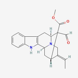 molecular formula C21H22N2O3 B1233889 methyl (1S,12S,14S,15E)-15-ethylidene-13-formyl-3,17-diazapentacyclo[12.3.1.02,10.04,9.012,17]octadeca-2(10),4,6,8-tetraene-13-carboxylate 