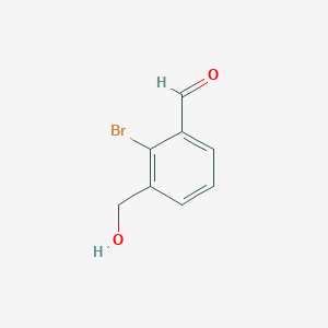 molecular formula C8H7BrO2 B12339019 2-Bromo-3-(hydroxymethyl)benzaldehyde 