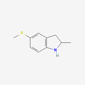 molecular formula C10H13NS B12339071 1H-Indole, 2,3-dihydro-2-methyl-5-(methylthio)- CAS No. 1263283-06-2