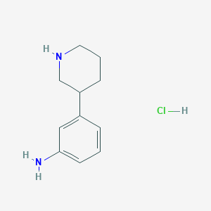 molecular formula C11H17ClN2 B12339160 3-(Piperidin-3-yl)aniline hydrochloride CAS No. 1185075-14-2