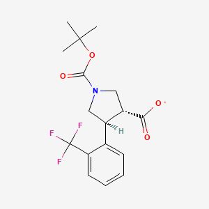 molecular formula C17H19F3NO4- B12339180 1,3-Pyrrolidinedicarboxylic acid, 4-[2-(trifluoromethyl)phenyl]-, 1-(1,1-dimethylethyl) ester, (3R,4S)-rel- 