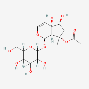 molecular formula C17H26O11 B1233920 [(1S,4aS,5R,7S,7aS)-4a,5-二羟基-7-甲基-1-[3,4,5-三羟基-6-(羟甲基)氧杂环-2-基]氧基-1,5,6,7a-四氢环戊并[c]吡喃-7-基]乙酸酯 