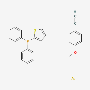 molecular formula C25H21AuOPS B12339303 Diphenyl(thiophen-2-yl)phosphane;1-ethynyl-4-methoxybenzene;gold 