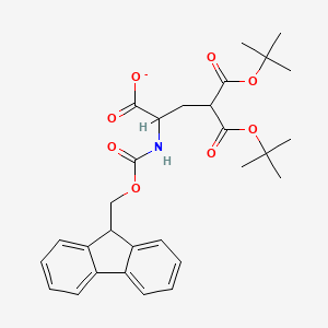 molecular formula C29H34NO8- B12339378 1,1,3-Propanetricarboxylic acid, 3-[[(9H-fluoren-9-ylmethoxy)carbonyl]amino]-, 1,1-bis(1,1-dimethylethyl) ester 